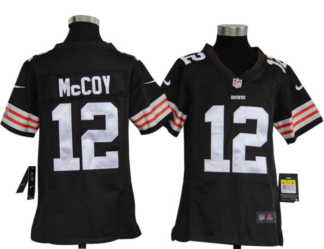 Nike NFL Cleveland Brown 12 Colt McCoy Youth Black Game Jersey